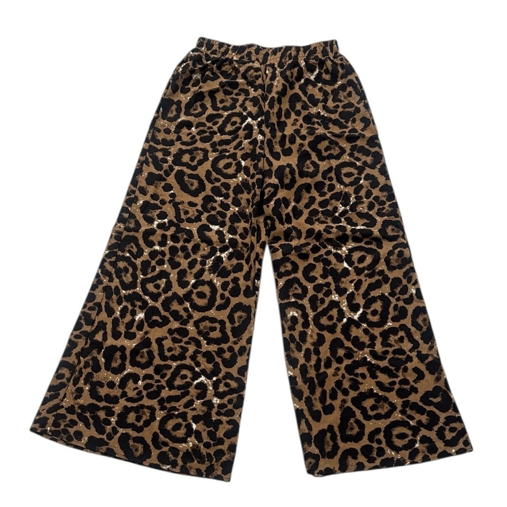 Leopard Brown Black Animal Print High Waisted Wide Leg Women’s Pants Large - Picture 2 of 14